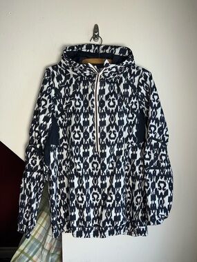 lululemon athletica Black & White Ikat Willpower Hooded Half Zip Windbreaker 8
